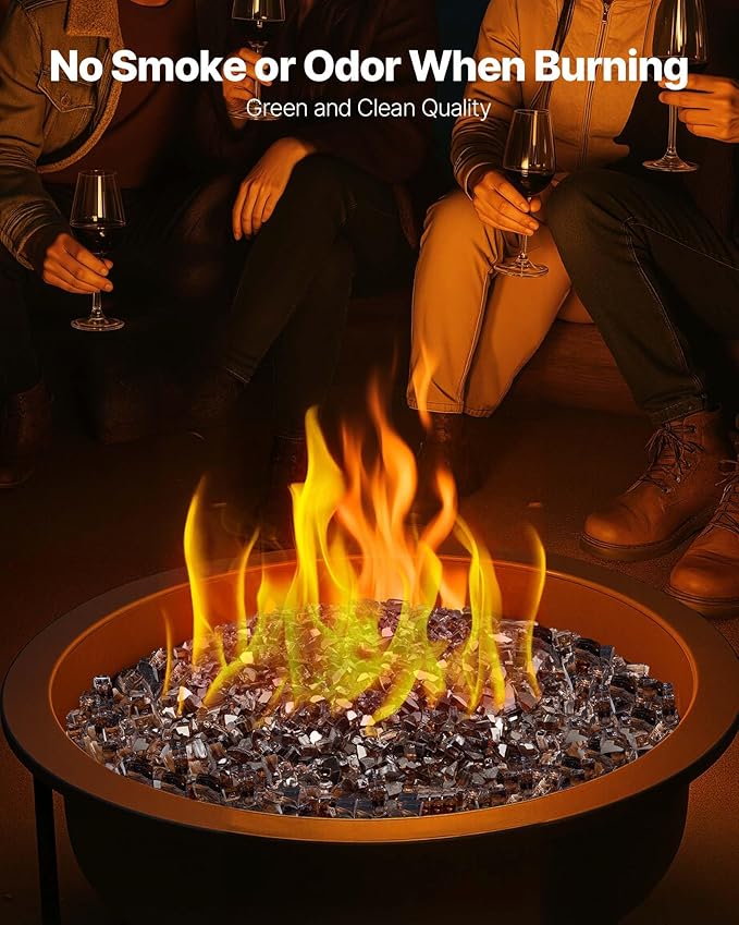 VEVOR Fire Glass, 10 lbs, Copper, 1/2 Inch High-Temperature Resistant Reflective Glass Rocks, Smokeless Fire Pit Stones for Outdoor Table & Landscaping