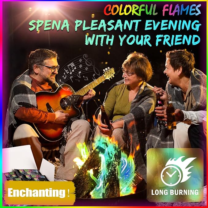 Navona 10Pack Fire Color Changing Packets，Magic Color Fire Packets for Outdoor Campfires, Fire Pits, Fireplaces, Long-Lasting Colorful Flames, Safe Camping Essentials