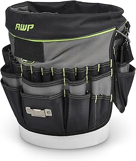 AWP Bucket Tool Organizer 51-Pocket for 5-Gallon Buckets, Water-Resistant Heavy-Duty Utility Tool Bag with Pockets for Tools, Screwdrivers, and Electrical Accessories, 1L-22051-1