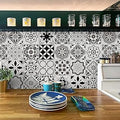 Timeet Thicken Glossy Backsplash Kitchen Contact Paper Tile Wallpaper Removable Self Adhesive Black White Peel and Stick Wallpaper for Bathroom Laundry Room 17.7"x78.7" Vinyl Film