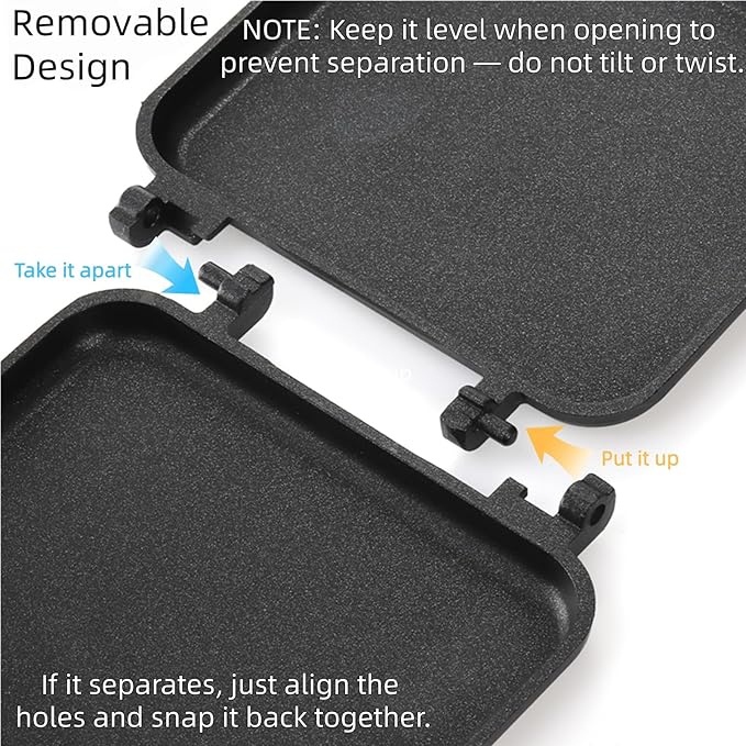Cididu Hot Sandwich Maker, Grilled Sandwich Toaster for Small Bread Pancake, Double Sided Non-Stick Frying Pan, Stovetop Sandwich Grill Press Flip Pan for Camping Kitchen (Inside 5.4" L x 4.7" W)
