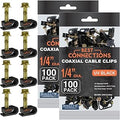 BEST CONNECTIONS Coaxial Cable Clips with Pre-Inserted Screw (200 Pack) – Black Single Cable Mounting Clamps for Coax Cable (RG6, RG59) and Ethernet Cable – Cord Fastener/Strain Relief Clip