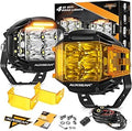 Auxbeam 4 Inch V-MAX Series LED Pods with Side Shooter, 92W Round Offroad Driving Lights with Amber DRL, Super Bright 270° Wide Range Spot Flood Combo Light Bar Auxiliary Light with Wiring Harness Kit