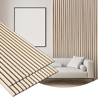 Gaahing 2 Pack Wood Finish Accent Wall Panels, 3D Slat Acoustic Paneling for Recording Studio, Office, Living Room Interior Decoration (Natural Oak, 48"L x 24"W)