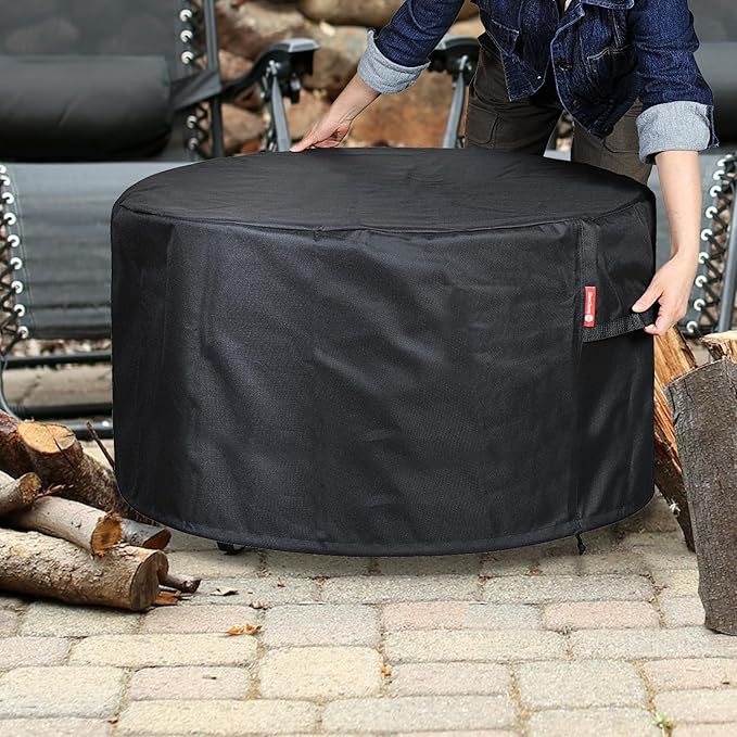 SheeChung Fire Pit Cover Round 30"Dx25"H,Propane Firepit Covers for BALI OUTDOOR Fire Pit,Waterproof 600D Outdoor Cover,Outside Gas Fire Pit Cover