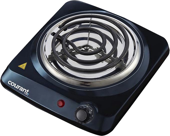 Courant Electric Burner, Single Buffet Countertop Hotplate, 1000W Portable Cooktop, Black