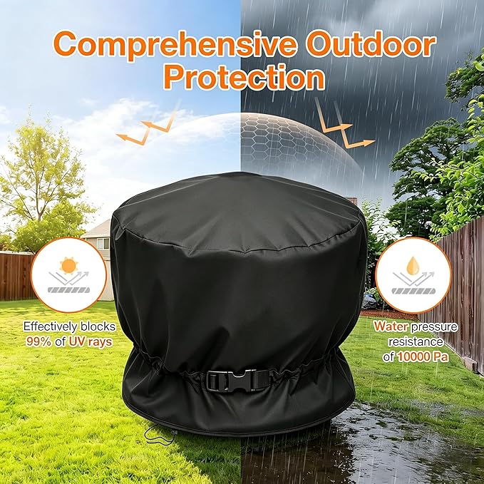 POMER Firepit Cover for Cuisinart 24” Cleanburn Smokeless Fire Pit COH-800,for Cuisinart CHC-801 Waterproof Fire Pit Covers