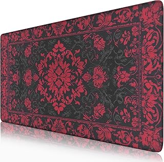 Victorian Gothic Floral Desk Mat Black Red Baroque Desk Pad Dark Academia XXL Large Mouse Pad Vintage Aesthetic Office Decor Mat for Desktop