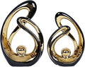 2 Pcs Black and Gold Decor Table Sculpture Decorations Ceramic Statue Mid Century Modern Decor Figurine Centerpieces for Dining Room Living Room Fireplace Shelf Office Coffee Table Decor