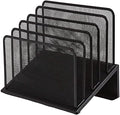 1InTheOffice Metal Mesh File Organizer, Black Wire Mesh 5 Section Incline Sorter, Black Finish