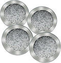 Silver Glass Coasters for Drinks, Set of 4 Round Coaster Kitchen Decor, Glam Silver Coaster for Coffee Table Home Decor Bar Housewarming Gift