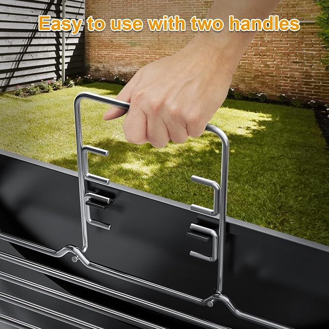 LS'BABQ Stainless Steel 27 Inch Charcoal Ash Pan Replacement for Chargriller Charcoal 1224 1324 2121 2222 2727 2828 2929, Charbroil 17302056 Grills, Charcoal Tray Grates with 2pcs Fire Grate Hangers