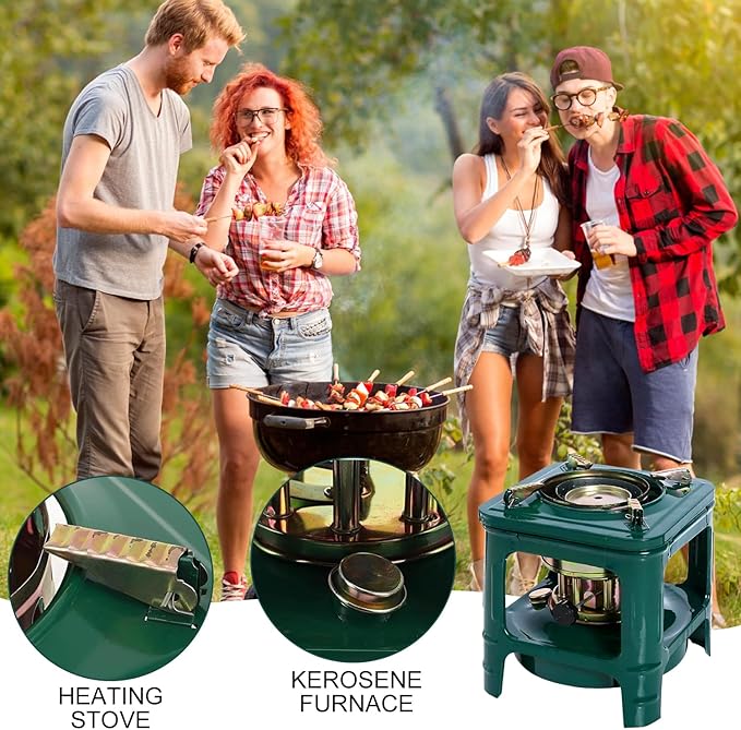 Portable 8-Wick Kerosene & Diesel Stove - Multi-Fuel Camping Burner for Backpacking, Hiking, Picnics | Compact Outdoor Cookware Furnace