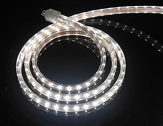 CBConcept UL Listed, 13 Feet, 1400 Lumen, 4000K Soft White, Dimmable, 110-120V AC Flexible Flat LED Strip Rope Light, 240 Units 3528 SMD LEDs, Indoor Outdoor Use, Accessories Included, Ready to use