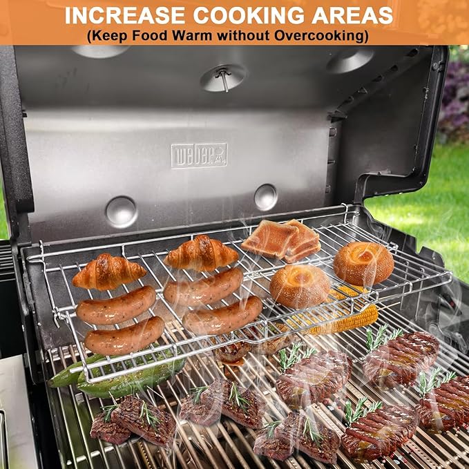 66044 Grill Warming Rack for Weber GS4 Genesis II 300 Series, Genesis II E310 E315 E320 E330 E335 S315 Grill Parts,Upgrade Two-sided Rack Replacement Parts for Weber Genesis 2 Grill Accessories