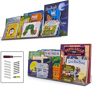 Dwelling With Pride Acrylic Shelf 24 Inch (2Pack) - Acrylic Bookshelf for Toys & Books - Spice Rack & Floating Display - Floating Shelves for Makeup & Cosmetic Product