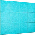 Bulletin Board 40x30in, 12 Count 9.8 x 9.8in Felt Wall Tiles with Removable Adhesive Tape, Cork Board Alternative for Walls, Wall Decor, Kids Art Display, Kids Room (Aqua Collection)