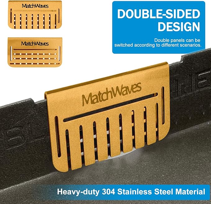 Grease Gate Blocker for Blackstone Griddle, Mesh Screen for Blocking Food from Falling into Rear Grease Catcher, Classic Movable Two-Sided Guard, Golden, 1 Pack