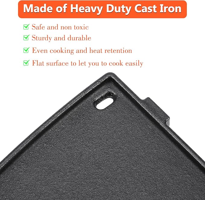 6558 Griddle for Weber Q100 Q120 Q1000 Q1200 Series Grills,Cast Iron Grill Parts for Weber Q100/1000 Series Gas Grills Accessories,12.6" x 8.6" Cooking Griddle for Webbr
