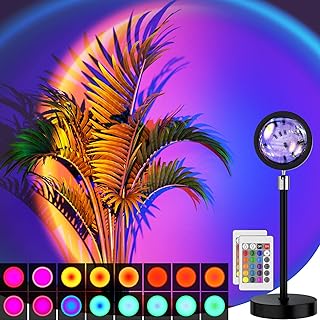 Bavcieu Sunset Lamp Projection Led Lights with Remote, Multicolor Night Light 360° Rotation Rainbow Lights 4 Modes Setting for Photography/Selfie/Party/Home/Living Room/Bedroom Decor, Gifts for Women