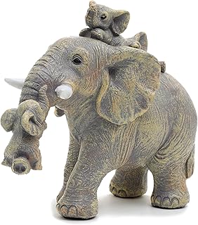 Good Luck Decorations Elephant Gifts for Women,Unique Figurines Decor for The Home, Room,Bathroom,Bedroom,Classroom Shelf Décor (Yellow-Gray)