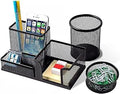 Pen Holder for Desk, Desk Organizers Set-3 Compartments Mesh Pencil Holder with Pencil Pen Cup and Paper Clip holder, Desk Accessories for Marker Craft, Ideal Office School Supplies(3 pack, Black)