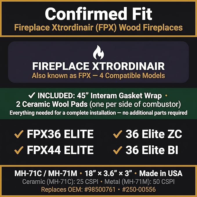 Midwest Hearth Wood Stove Catalytic Combustor Replacement Catalyst Lopi FPX Fireplace Xtrordinair Elite (3.6" x 18" x 3" Ceramic) Made in USA
