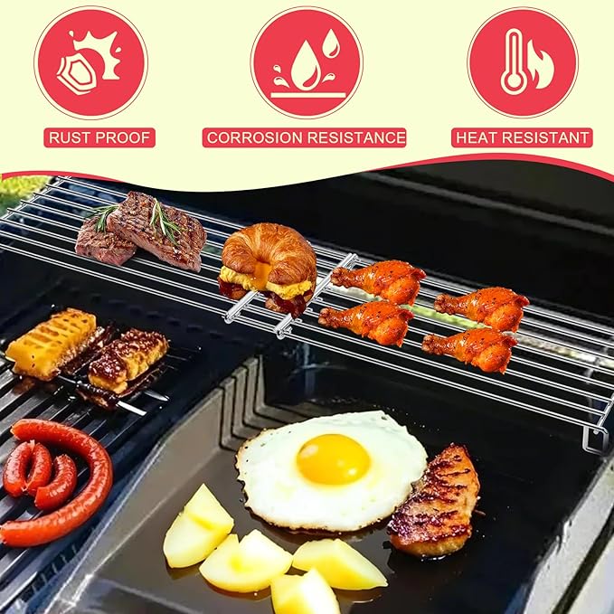 DcYourHome Adjustable Warming Rack for Charbroil 463448021 463450022 463456022 463466522 463352521 463365021 463732623 Grill Parts, Swing Away Grid for Char-Broil Performance 3/4-Burner Gas Grill