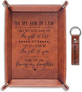 INNObeta Son in Law Gifts Valet Tray from Dad, Mom, Desktop Storage Organizer PU Leather Bedside Tray Key Coin Holder for Birthday, Christmas