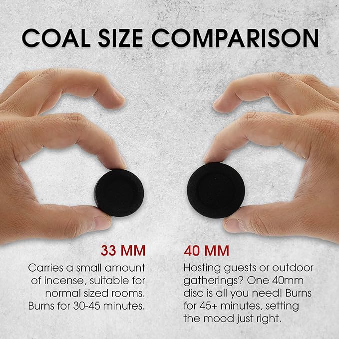 Sunlight® Charcoal Tablets for Incense– Quick Light Charcoal Tablets – Charcoal Disk Lights – 33 mm Resin Burner Rolls – – Charcoal Burner - Instant Fire Coal Tablet (100 Count (Pack of 1))