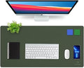 K KNODEL Desk Mat, Blotter, Dual-Sided Office Desk Pad, Waterproof Desk Mat for Desktop, Desk Blotters, PVC Leather Pad Protector (Dark Green, 31.5" x 15.7")