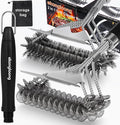 18" Heavy Duty BBQ Grill Brush and Scraper Set, 2-in-1 Safe Bristle Free Grill Cleaner & Strong Wire Brush, Professional Grill Scraper for Outdoor Gas Charcoal Grills, Deep Cleaning BBQ Tools
