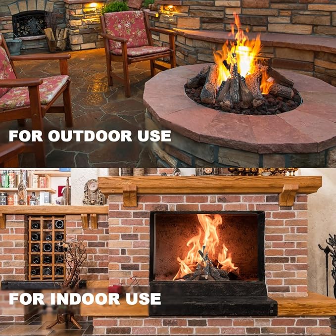 Skyflame 8 Small Piece Set of Ceramic Wood Logs and Accessories for All Types of Indoor Gas Inserts, Ventless & Vent Free, Propane, Gel, Ethanol, Electric or Outdoor Fireplaces & Fire Pits