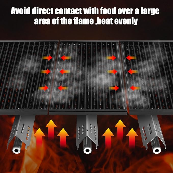 Outspark Grill Replacement Parts for Charbroil Performance TRU-Infrared 450 3 Burner 463370719 463371719 463280019,17" Emitter Plates Heat Tent Plates and Grill Burners for Charbroil G466-2500-W1