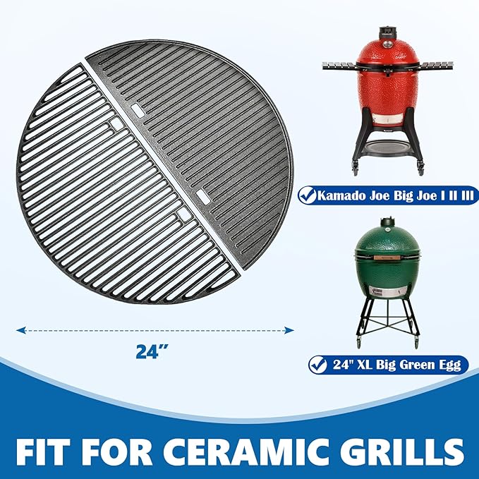 SafBbcue 24" Kamado Cooking Grate Griddle for 24 Inch Kamado Grill Replacment Parts Joe Big Joe Pro Joe Charcoal Grills BJ24RHC Big Joe II, for Kamado E6/S6 Joe Big Joe I, II III Grills