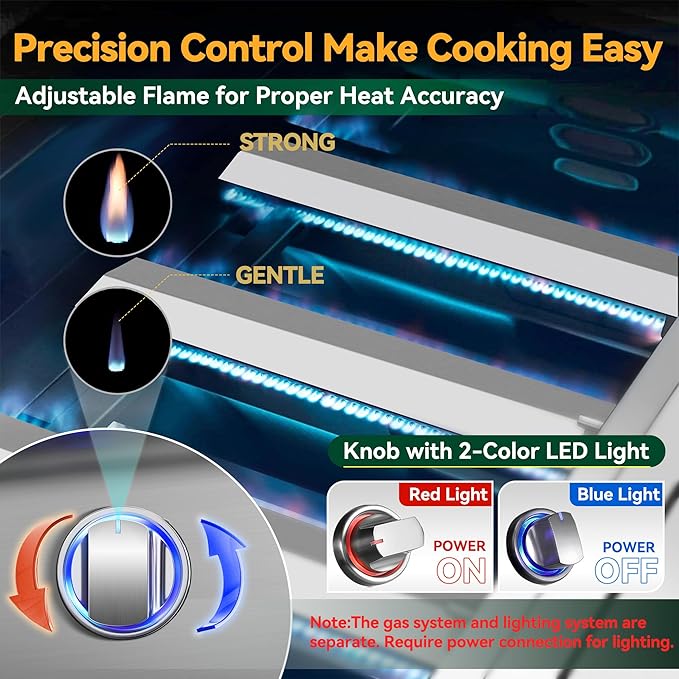 Livory 26 Inch BBQ Head Griddle Grill Combo for Outdoor Kitchen, Natural Gas Built-in Grills for Barbecue Island, 3-Burner, 3 * 14,000 BTU, Premium 304 Stainless Steel, Convertible to Liquid Propane