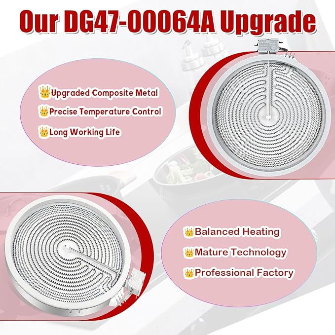 UPGRADE DG47-00064A DG47-00056A Compatible With Samsung Stove Range Electric Range 9/12 Inch Dual Radiant Heater Element Replacement EAP11729066 AP5986691 PS11729066 Surface Element