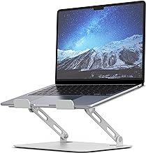 SOUNDANCE Laptop Stand for Desk with Stable Heavy Base, Adjustable Height Multi-Angle, Ergonomic Metal Riser Holder, Foldable Mount Elevator, Compatible with 10 to 15.6 Inches PC Computer, Silver