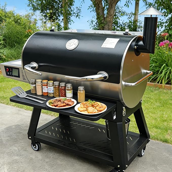 Utheer Front Folding Shelf for Recteq RT-1100 Flagship Wood Pellet Grill, Heavy Duty Grill Prep Table 31.3" x 10.2", Supports 60 LBS, Foldable BBQ Front Shelf, Rectec RT 1100 Smoker Accessories