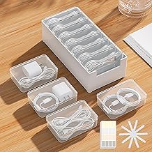 7 Case Cable Storage Box with Cable Straps and Label Stickers, Travel Cord Organizer for Charging Cables, USB Wires, Earphones – Drawer Organization for Home & Office (7 Cases + 7 Cable Straps)