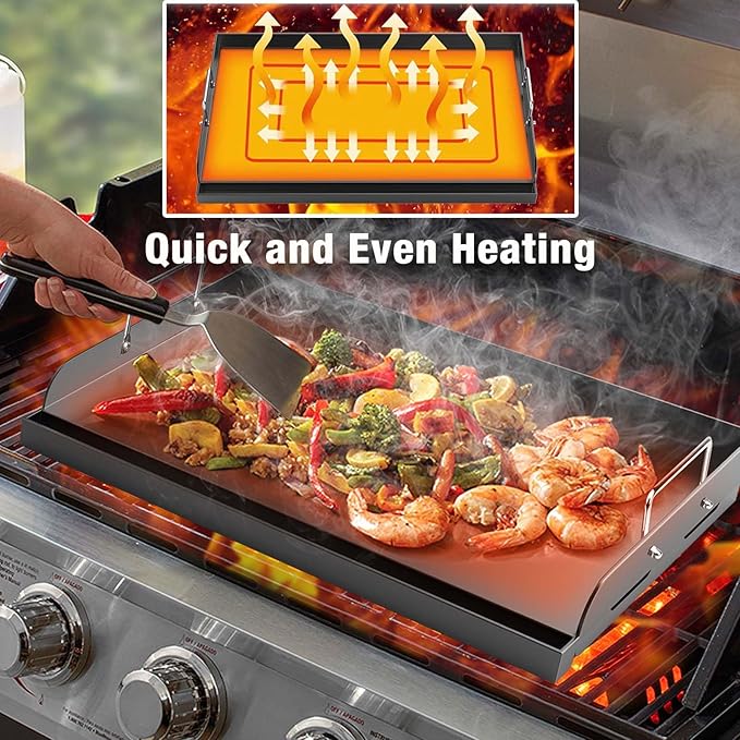 Griddle for Gas Grill, 25" x 16" Nonstick Coating Universal Griddle Flat Top Plate Insert for Gas Stove/Charcoal/Gas, Large Flat Top Griddle Plate for Camping, Tailgating, Parties