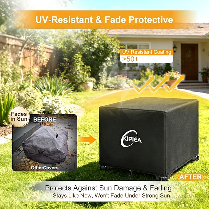 Kipiea Square Fire Pit Cover - Upgraded 600D Strong Tear Resistant, 100% Waterproof Fire Pit Table Cover, UPF 50+ Outdoor Firepit Cover Square Fading Resistant, 50" L x 50" W x 24" H