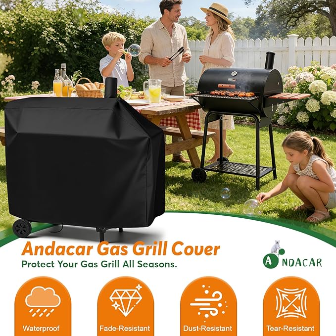 Charcoal Grill Cover for CC1830V 30 Charcoal Grill, Smoker Grill Cover for Outdoor Grill Waterproof BBQ Grill Cover - 44" L×29" W×45" H, Black