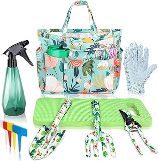 Floral Gardening Tools, Gifts for Mom Mothers Day, Mom Birthday Gifts from Daughters Floral Gardening Tools and Durable Garden Tools Organizer Tote, Ideal Gardening Gift for Women Plant Lover Present