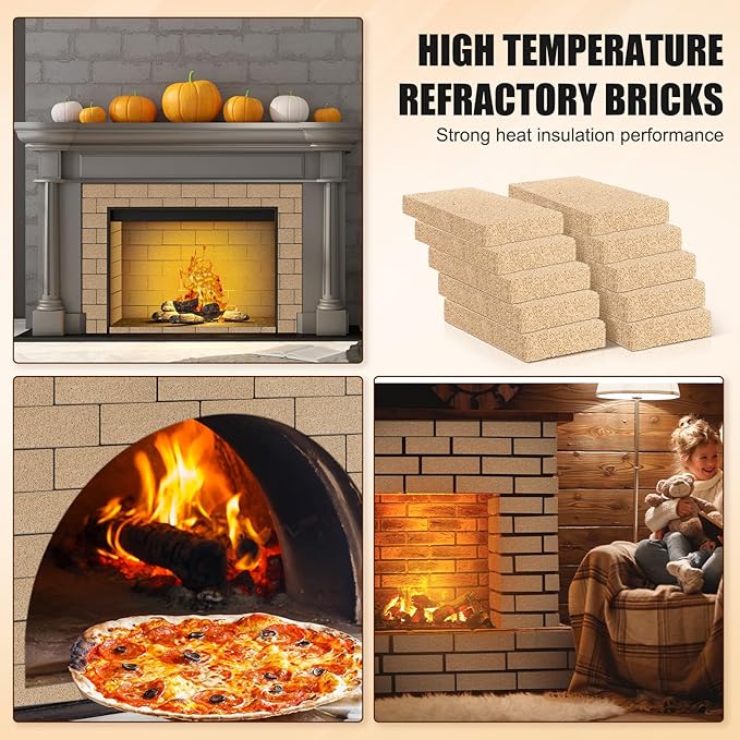 Ripeng 30 Pcs Insulating Fire Brick 3200F Rated Wood Stove Fire Bricks for Fireplaces Blacksmith Forges Heat Oven Kilns Insulation Block for Metal Clay Firing, Jewelry Soldering (9 x 4.5 x 0.75 Inch)