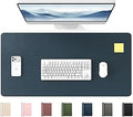 YSAGi 35.4" x 17" Large PU Leather Desk Mat for Keyboard and Mouse - Waterproof Non-Slip Desk Pad Protector for Office, Home, Writing Desk, Dark Blue