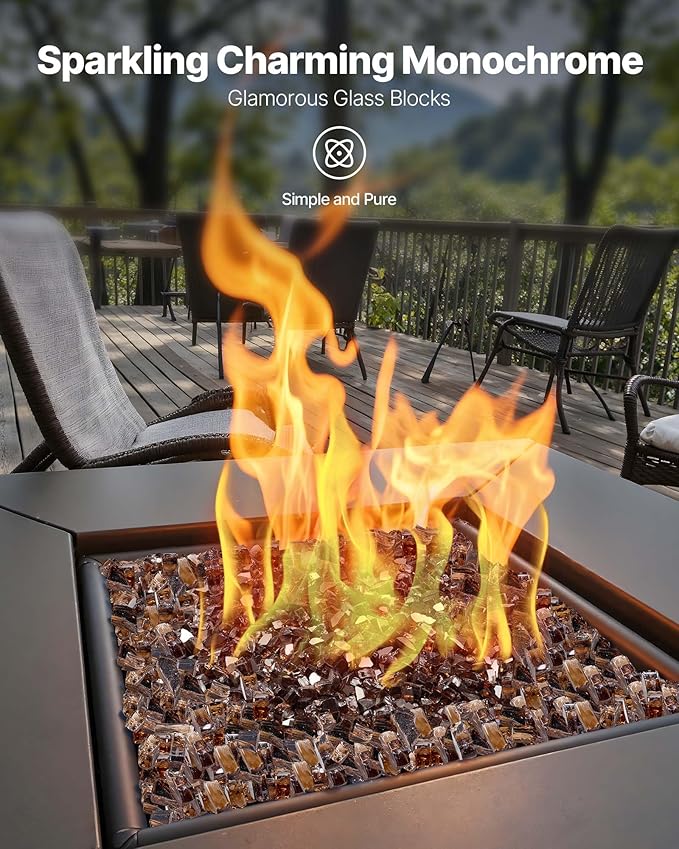 VEVOR Fire Glass, 20 lbs, Copper, 1/2 Inch High-Temperature Resistant Reflective Glass Rocks, Smokeless Fire Pit Stones for Outdoor Table & Landscaping