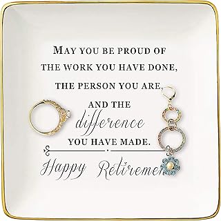 Topthink Happy Retirement Gifts for Women-Retirement Party Present for Retirees Appreciation-May You Be Proud Of the Work You Have Done-Ceramic Jewelry Tray Trinket Plate Ring Dish With Gift Box