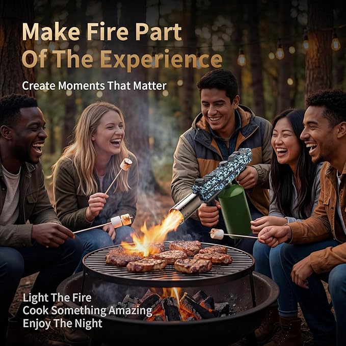 Propane Torch Gun, Adjustable Flame Blow Torch for Cooking, Powerful Grill Torch and BBQ Torch for Charcoal, Fire Torch for Searing Steak, Camping and Outdoor Use (Tank Not Included)