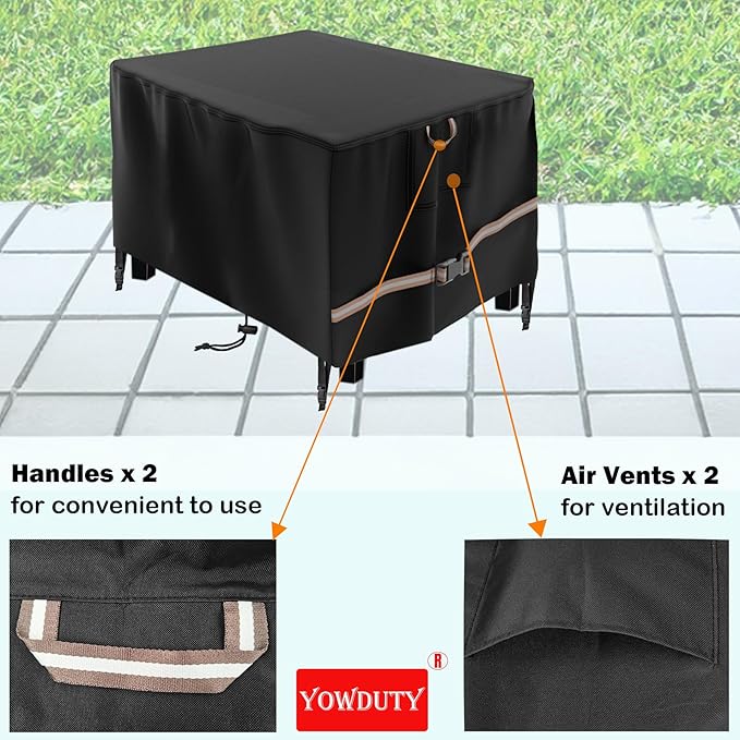 Rectangular Propane Gas Fire Pit Table Cover 48x28x24 In, Waterproof Heavy Duty 600D Rectangle Outdoor Fireplace Cover 48 In, All-weather Protection For Patio Firepit Table 45-48 In
